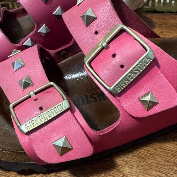 Birkenstock Rockstar Barbie Pink gold Studded Sandals Size 37 - Picture 3 of 9